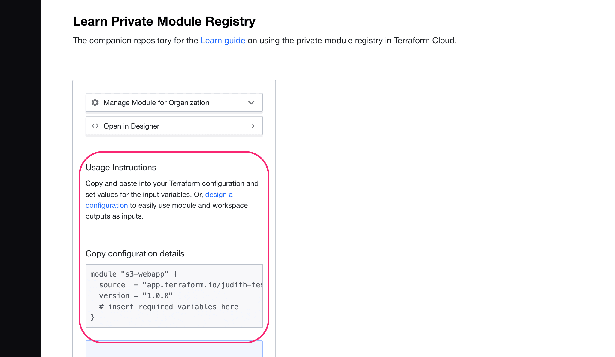 Successfully created module
view