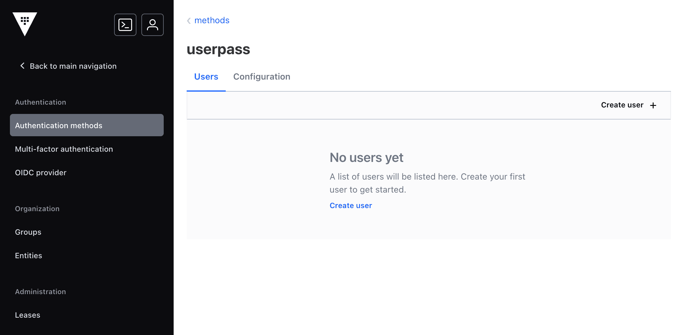 Userpass method view